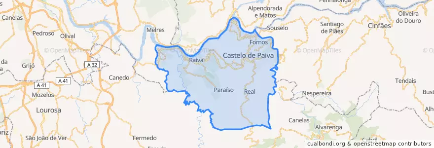 Mapa de ubicacion de Castelo de Paiva.