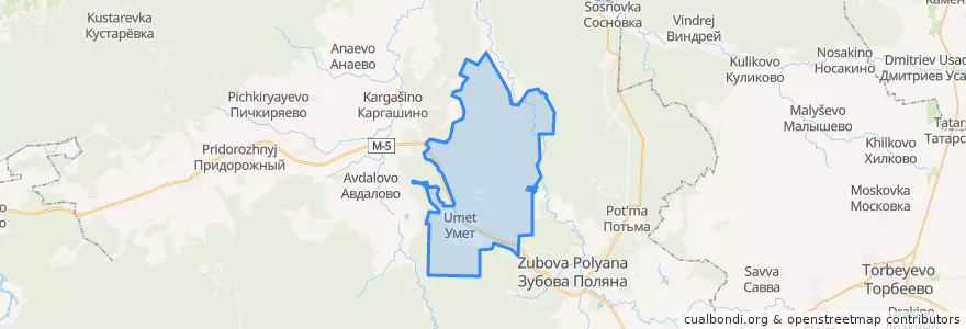 Mapa de ubicacion de Умётское городское поселение.