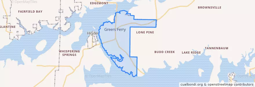 Mapa de ubicacion de Greers Ferry.