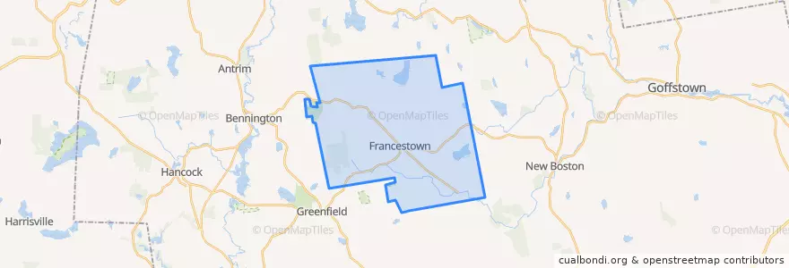 Mapa de ubicacion de Francestown.