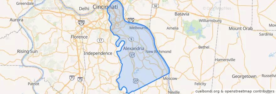Mapa de ubicacion de Campbell County.