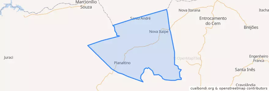 Mapa de ubicacion de Planaltino.