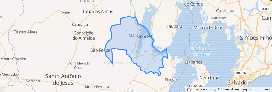 Mapa de ubicacion de Maragogipe.