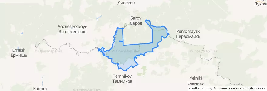Mapa de ubicacion de Русско-Караевское сельское поселение.