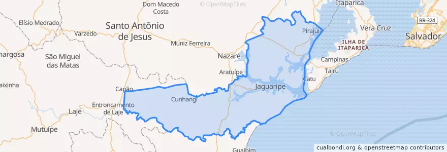 Mapa de ubicacion de Jaguaripe.