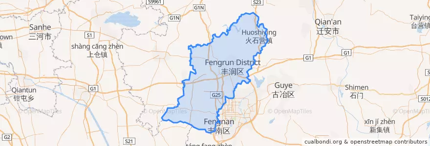 Mapa de ubicacion de Fengrun District.