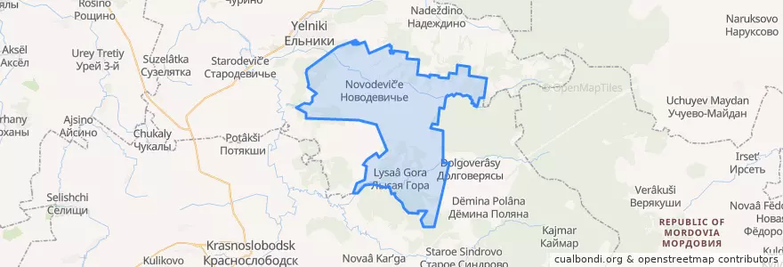Mapa de ubicacion de Новодевиченское сельское поселение.