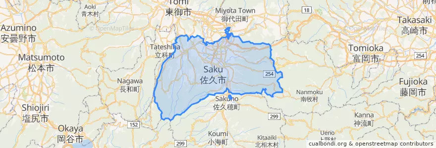 Mapa de ubicacion de 佐久市.