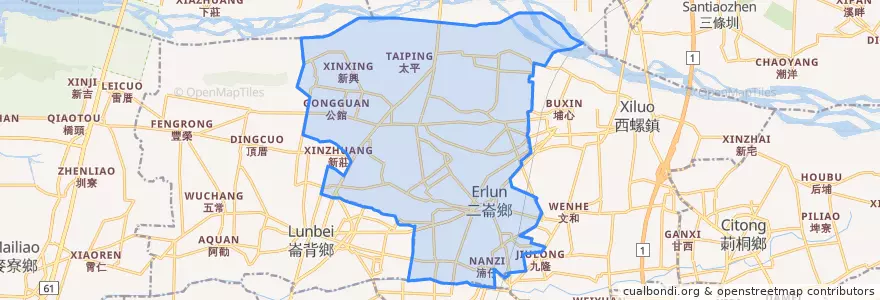 Mapa de ubicacion de 二崙鄉.