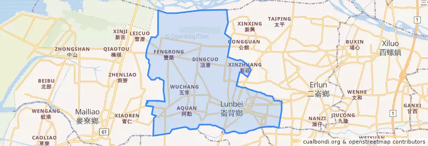 Mapa de ubicacion de Lunbei Township.