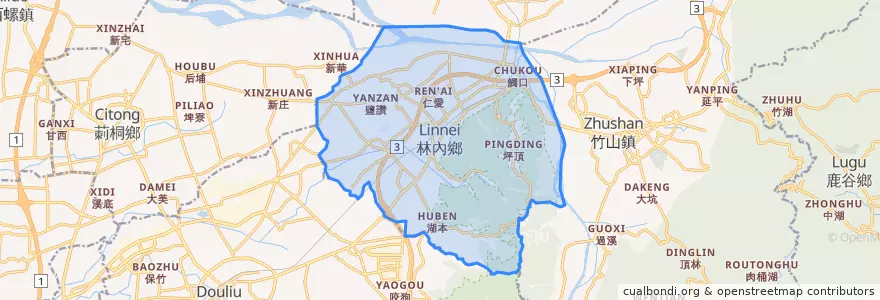 Mapa de ubicacion de 린네이 향.