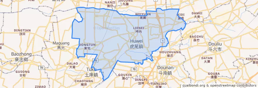 Mapa de ubicacion de 虎尾鎮.