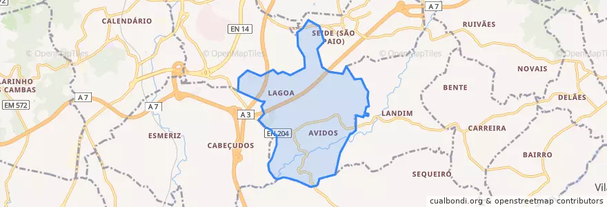 Mapa de ubicacion de Avidos e Lagoa.