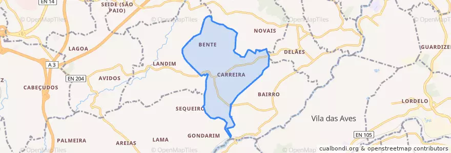 Mapa de ubicacion de Carreira e Bente.