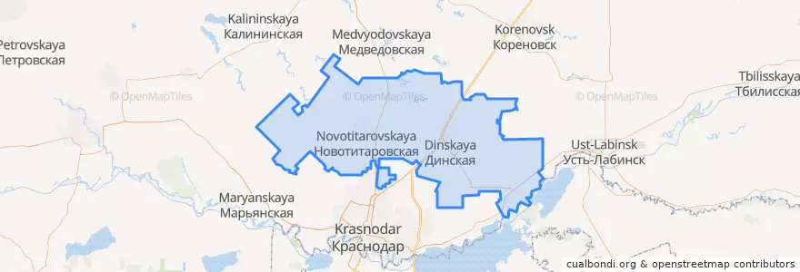 Mapa de ubicacion de Динской район.