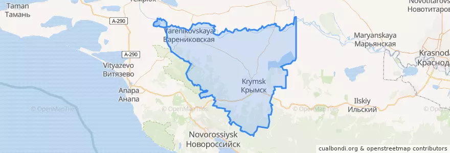 Mapa de ubicacion de Крымский район.