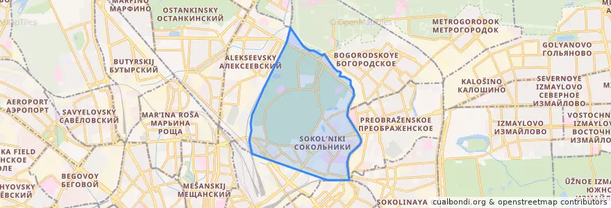 Mapa de ubicacion de район Сокольники.