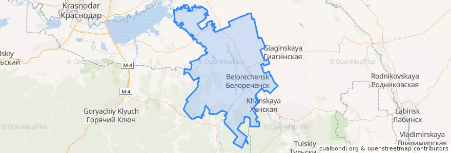 Mapa de ubicacion de Белореченский район.