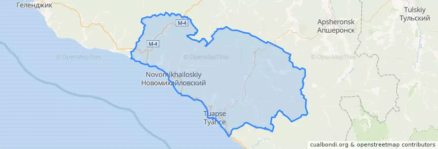 Mapa de ubicacion de Туапсинский район.