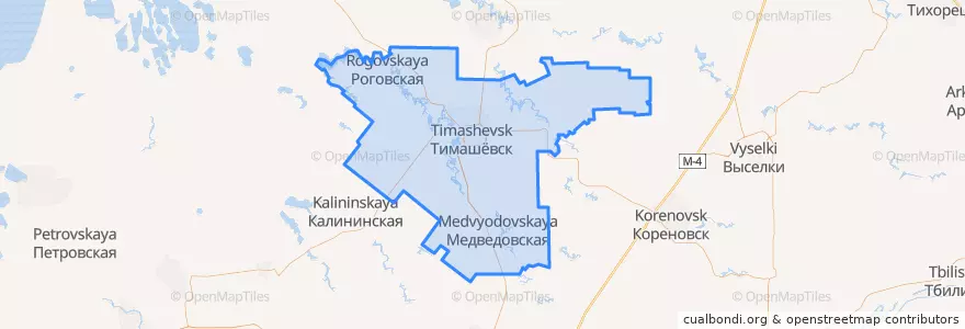 Mapa de ubicacion de Timashyovsky District.