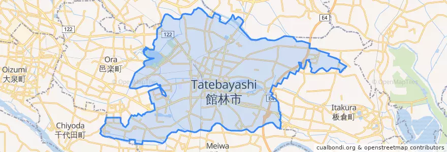 Mapa de ubicacion de 館林市.