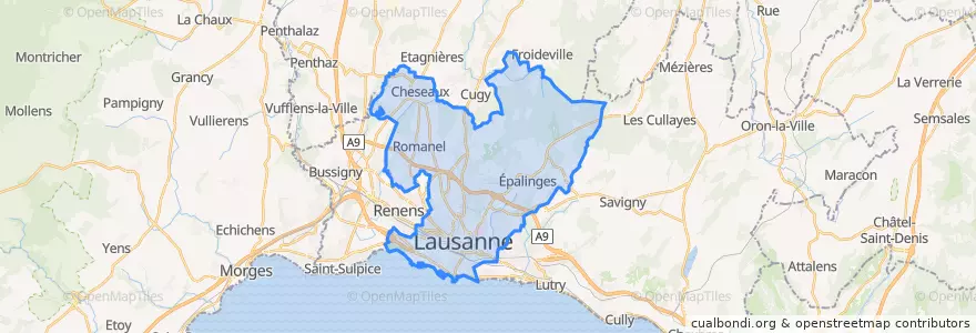 Mapa de ubicacion de District de Lausanne.