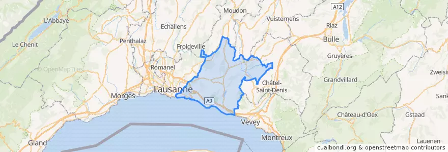Mapa de ubicacion de District de Lavaux-Oron.