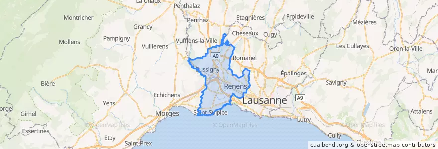 Mapa de ubicacion de District de l'Ouest lausannois.
