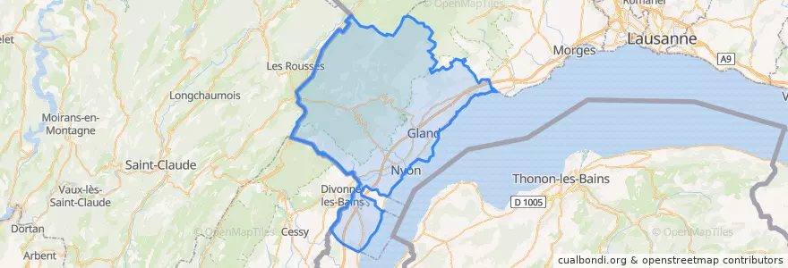 Mapa de ubicacion de округ Ньон.