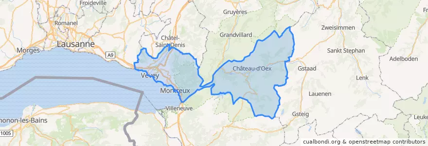 Mapa de ubicacion de District de la Riviera-Pays-d’Enhaut.