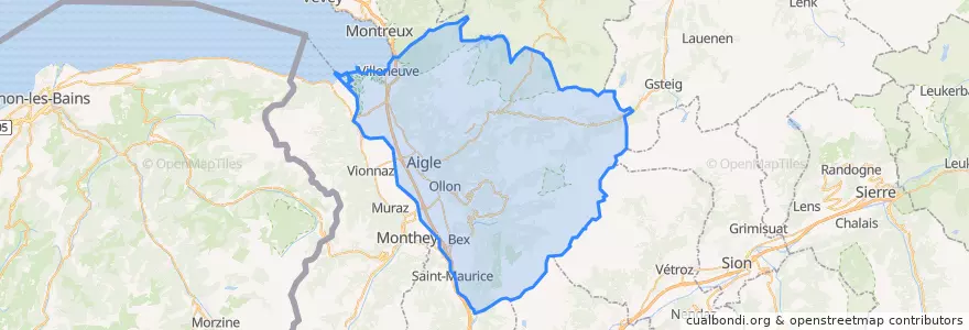 Mapa de ubicacion de District d'Aigle.