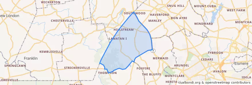 Mapa de ubicacion de North Star, Delaware.