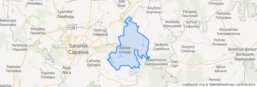 Mapa de ubicacion de Атемарское сельское поселение.