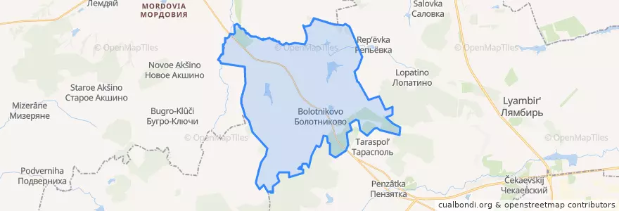 Mapa de ubicacion de Болотниковское сельское поселение.