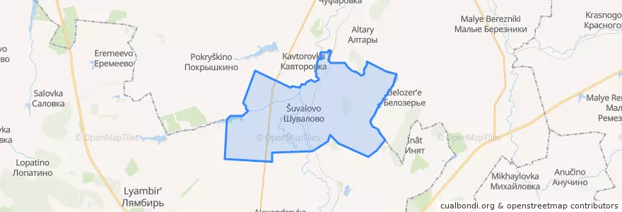 Mapa de ubicacion de Кривозерьевское сельское поселение.