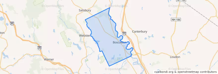 Mapa de ubicacion de Boscawen.