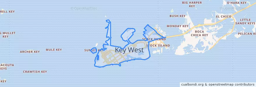 Mapa de ubicacion de Key West.