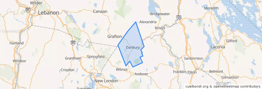 Mapa de ubicacion de Danbury.
