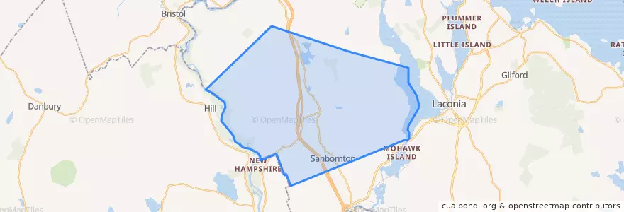 Mapa de ubicacion de Sanbornton.