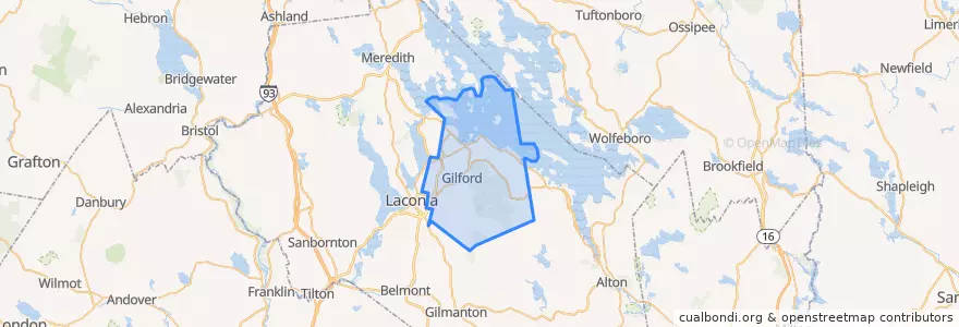 Mapa de ubicacion de Gilford.