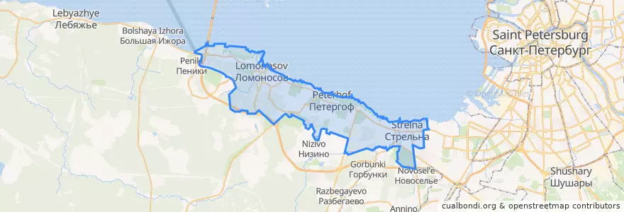 Mapa de ubicacion de Петродворцовый район.