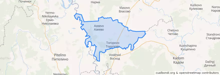 Mapa de ubicacion de Азеевское сельское поселение.