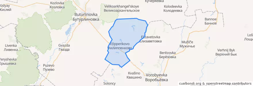 Mapa de ubicacion de Филиппенковское сельское поселение.