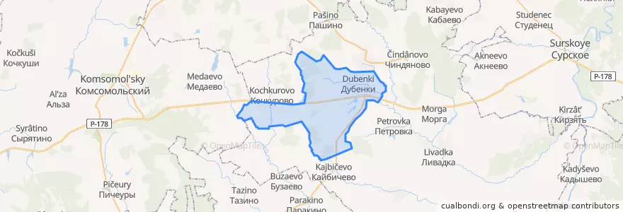 Mapa de ubicacion de Дубенское сельское поселение.