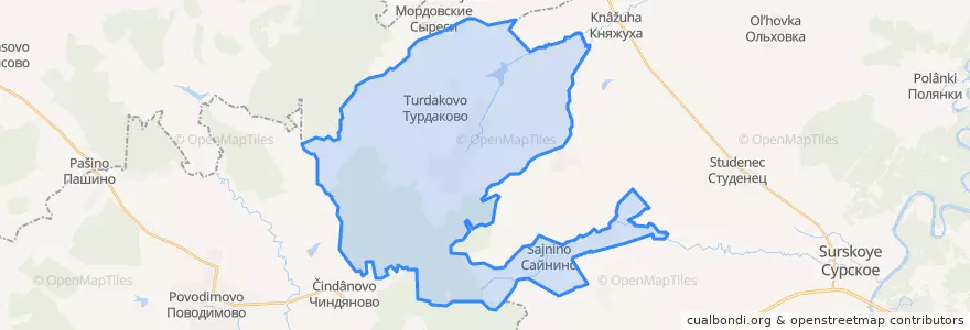 Mapa de ubicacion de Кабаевское сельское поселение.