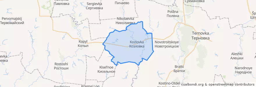 Mapa de ubicacion de Козловское сельское поселение.