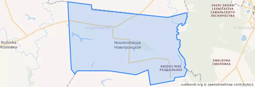 Mapa de ubicacion de Новотроицкое сельское поселение.