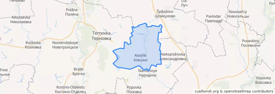 Mapa de ubicacion de Алешковское сельское поселение.