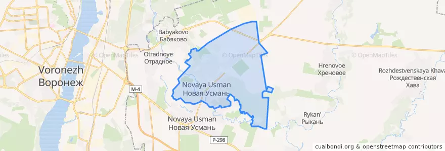 Mapa de ubicacion de Усманское 1-е сельское поселение.