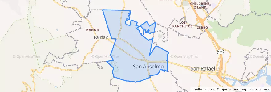 Mapa de ubicacion de San Anselmo.